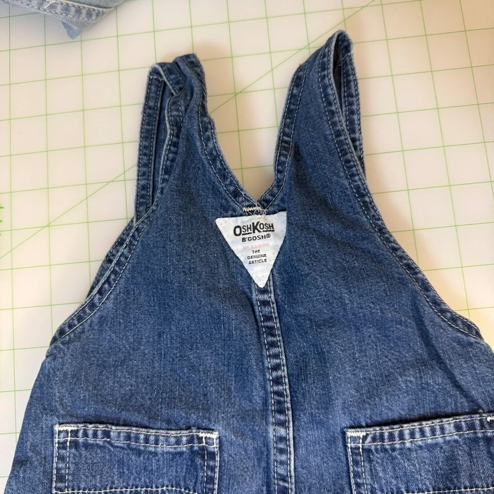Vintage 90s Oshkosh Bgosh Girl Dark Denim Overalls 18 months cottagecore Vestbak